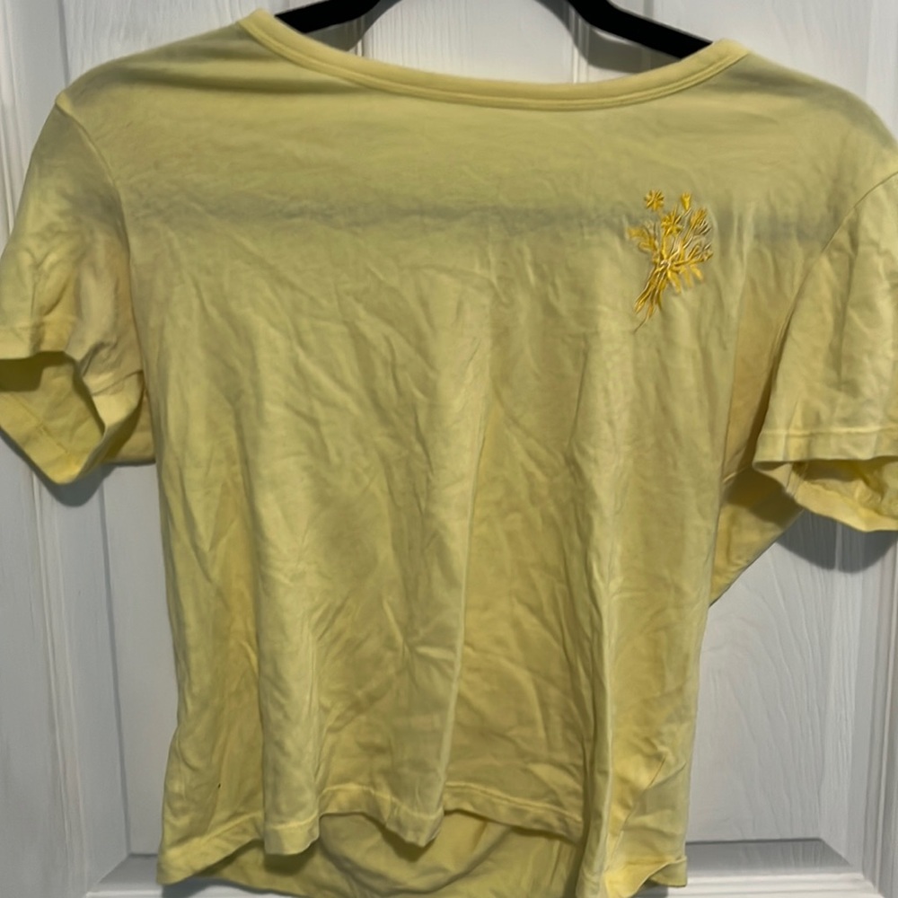 Me to we yellow embroidered top